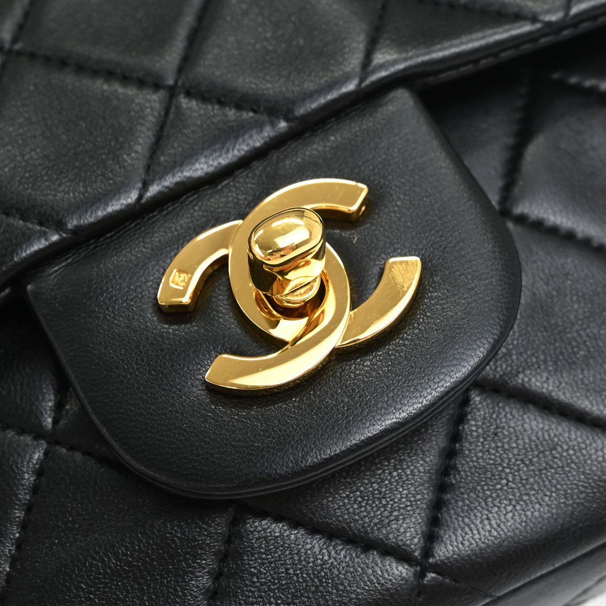 Chanel Black Lambskin Small Classic Double Flap Shoulder Bag