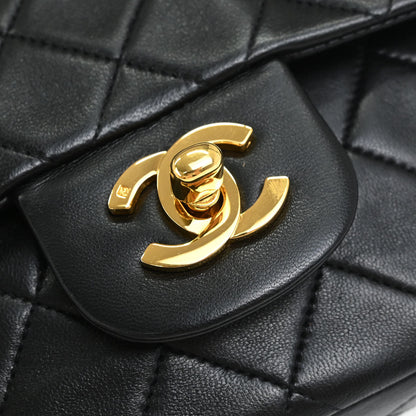 Chanel Black Lambskin Small Classic Double Flap Shoulder Bag