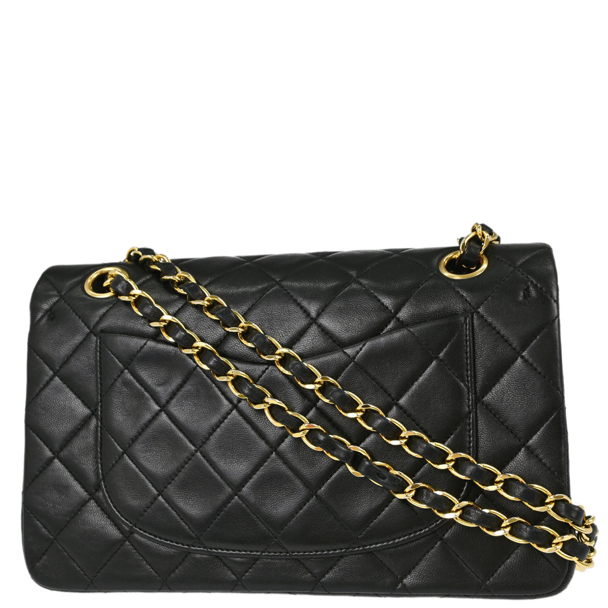 Chanel 1991-1994 Black Lambskin Small Classic Double Flap Shoulder Bag