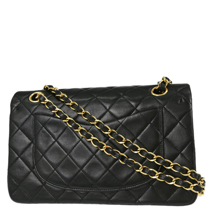 Chanel 1991-1994 Black Lambskin Small Classic Double Flap Shoulder Bag