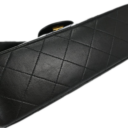 Chanel 1991-1994 Black Lambskin Small Classic Double Flap Shoulder Bag