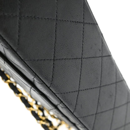Chanel 1991-1994 Black Lambskin Small Classic Double Flap Shoulder Bag