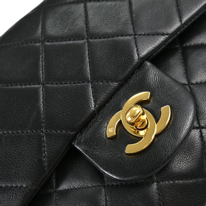 Chanel 1991-1994 Black Lambskin Small Classic Double Flap Shoulder Bag