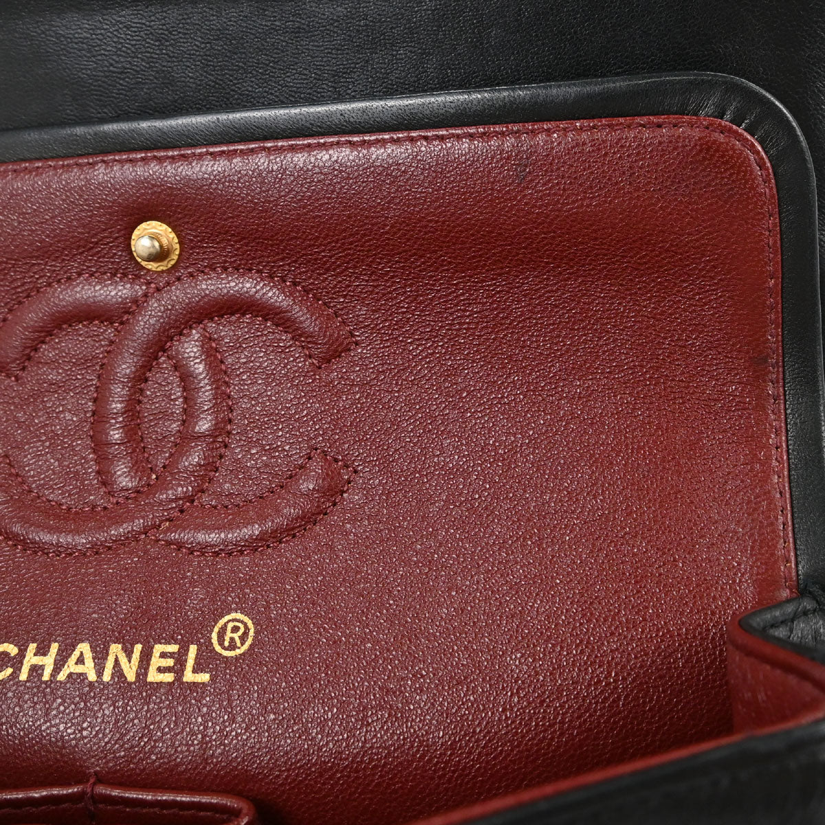 Chanel 1991-1994 Black Lambskin Small Classic Double Flap Shoulder Bag
