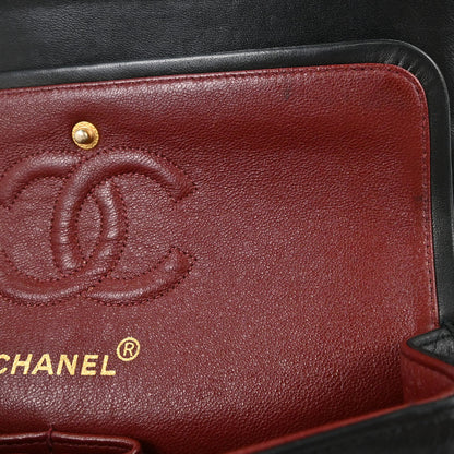 Chanel 1991-1994 Black Lambskin Small Classic Double Flap Shoulder Bag