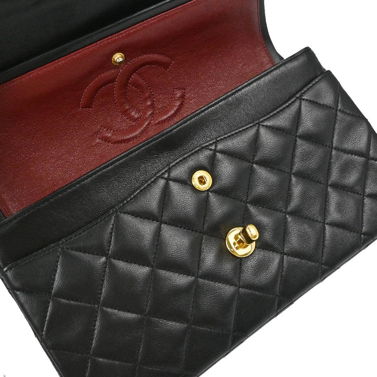 Chanel 1991-1994 Black Lambskin Small Classic Double Flap Shoulder Bag