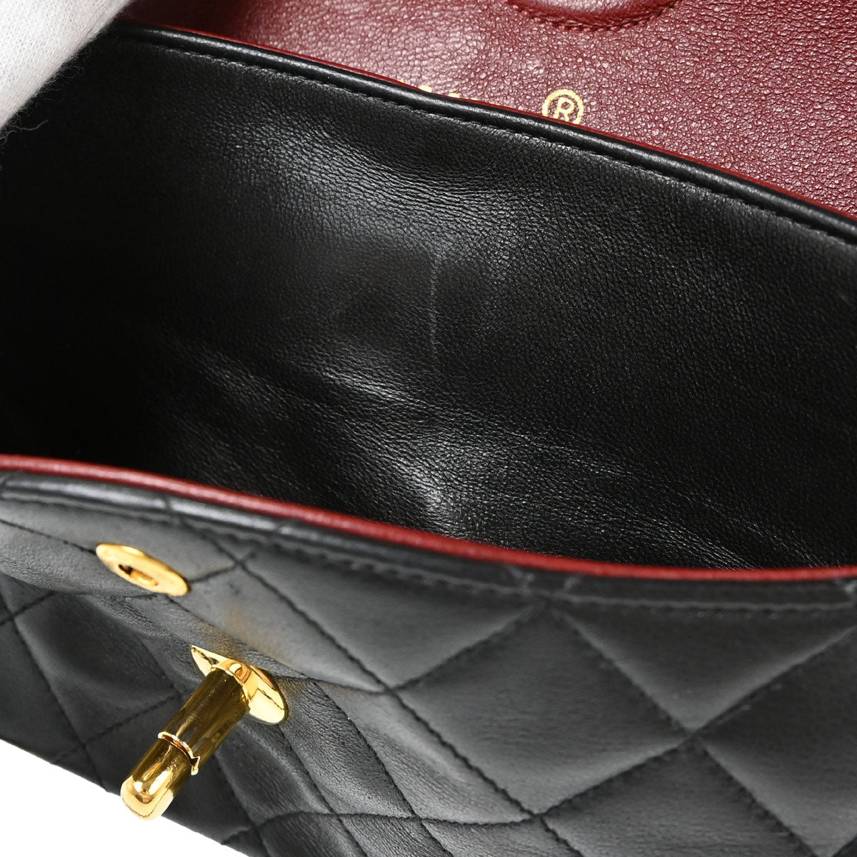 Chanel 1991-1994 Black Lambskin Small Classic Double Flap Shoulder Bag