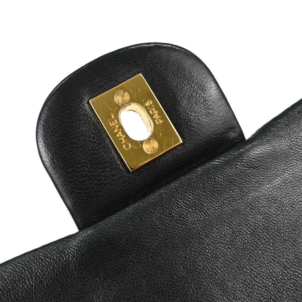Chanel 1991-1994 Black Lambskin Small Classic Double Flap Shoulder Bag