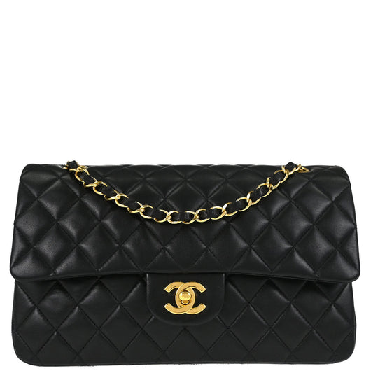 Chanel 2000-2001 Black Lambskin Medium Classic Double Flap Shoulder Bag