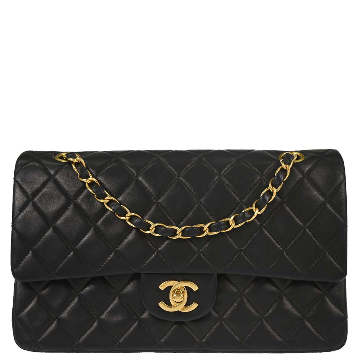 Chanel Black Lambskin Medium Classic Double Flap Shoulder Bag