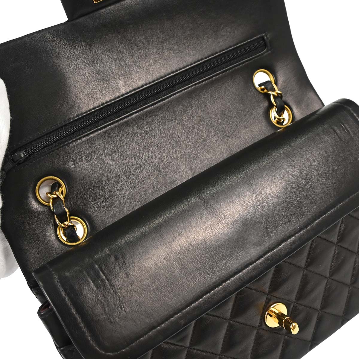 Chanel Black Lambskin Medium Classic Double Flap Shoulder Bag