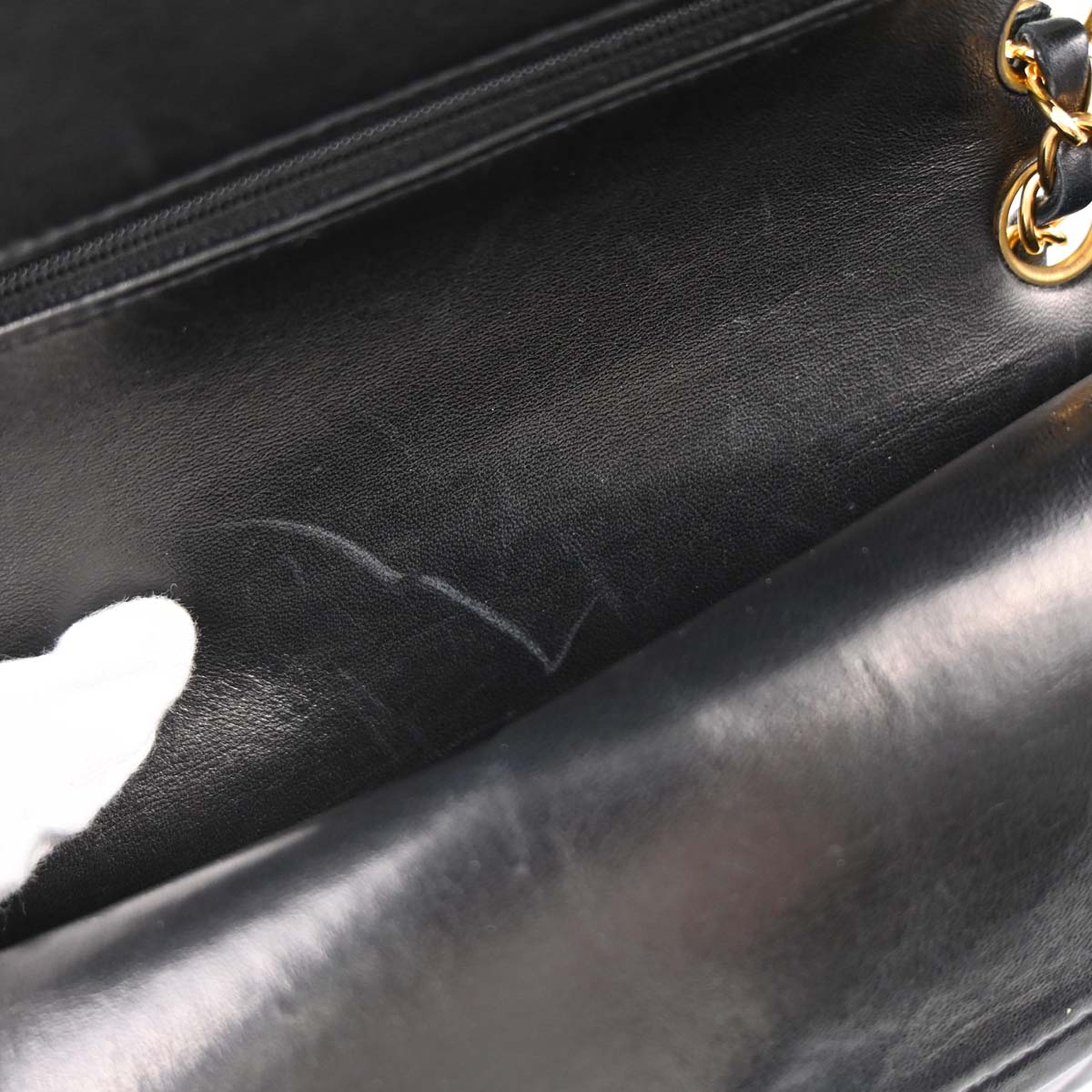 Chanel Black Lambskin Medium Classic Double Flap Shoulder Bag