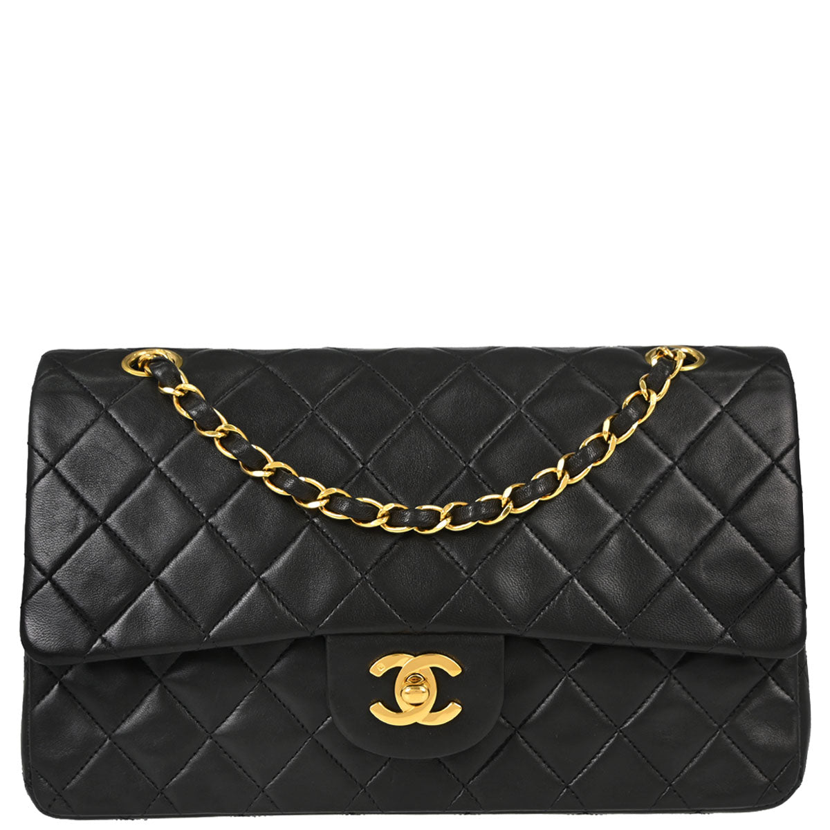 Chanel Black Lambskin Medium Classic Double Flap Shoulder Bag