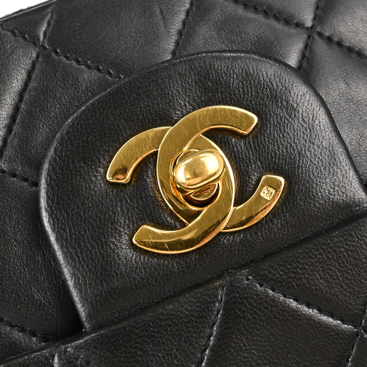 Chanel Black Lambskin Medium Classic Double Flap Shoulder Bag