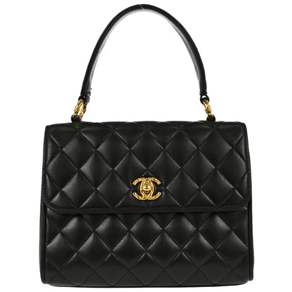 Chanel Black Lambskin Straight Flap Handbag