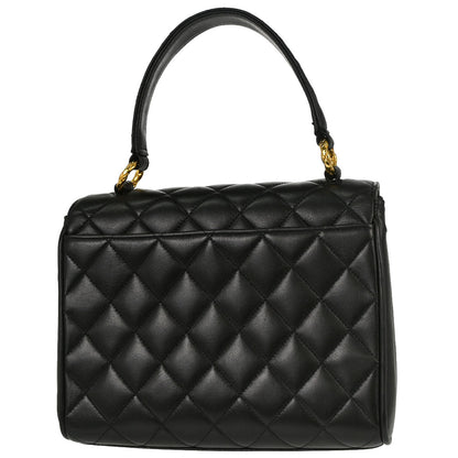 Chanel Black Lambskin Straight Flap Handbag