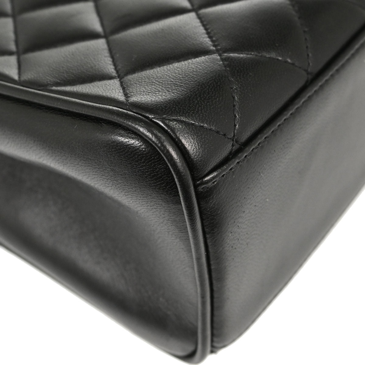 Chanel Black Lambskin Straight Flap Handbag