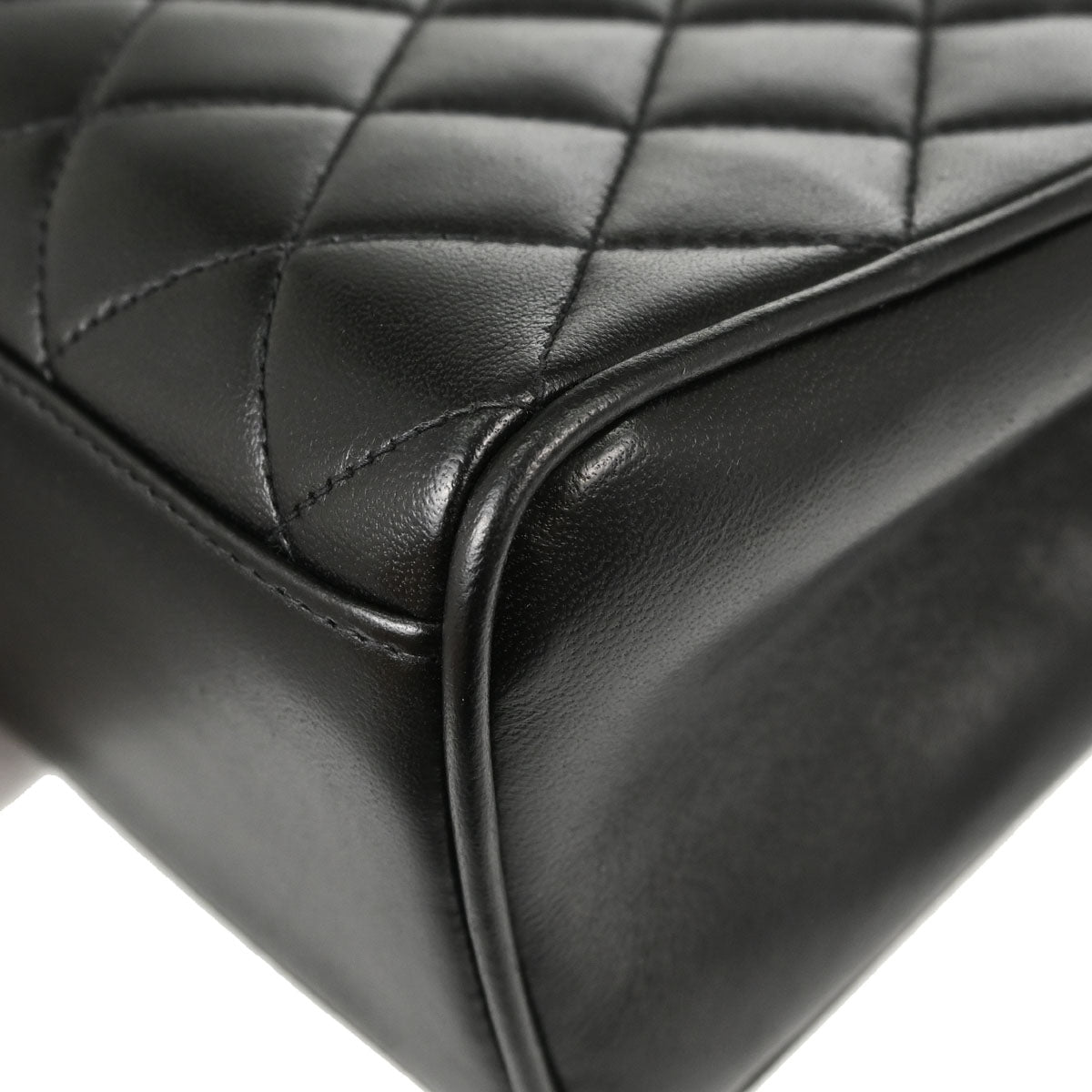 Chanel Black Lambskin Straight Flap Handbag