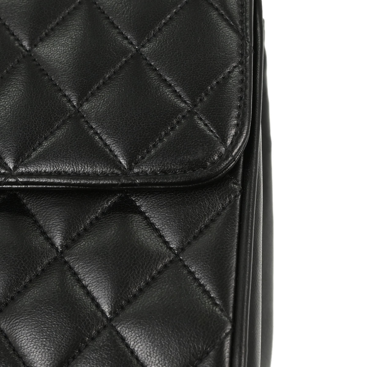 Chanel Black Lambskin Straight Flap Handbag