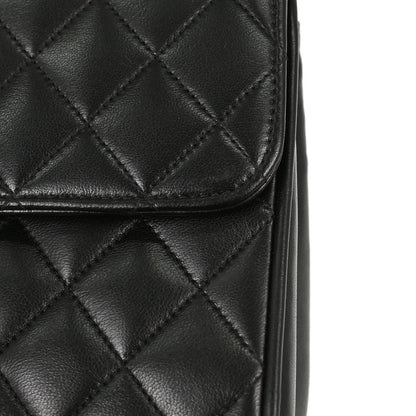 Chanel Black Lambskin Straight Flap Handbag