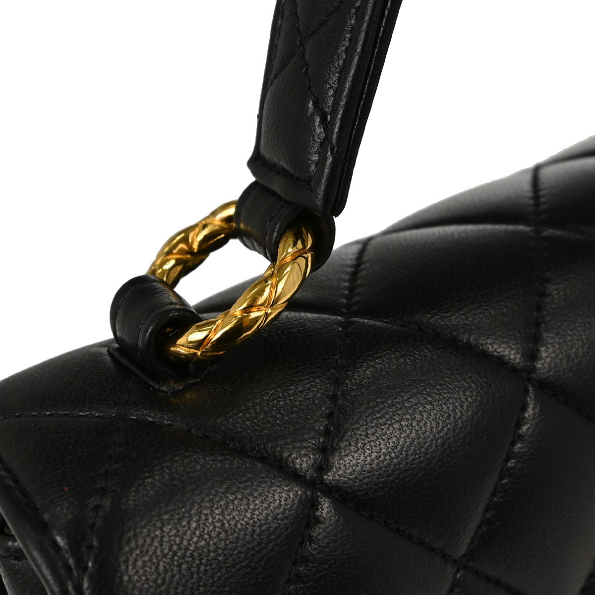Chanel Black Lambskin Straight Flap Handbag