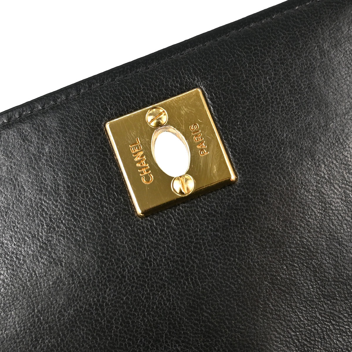 Chanel Black Lambskin Straight Flap Handbag