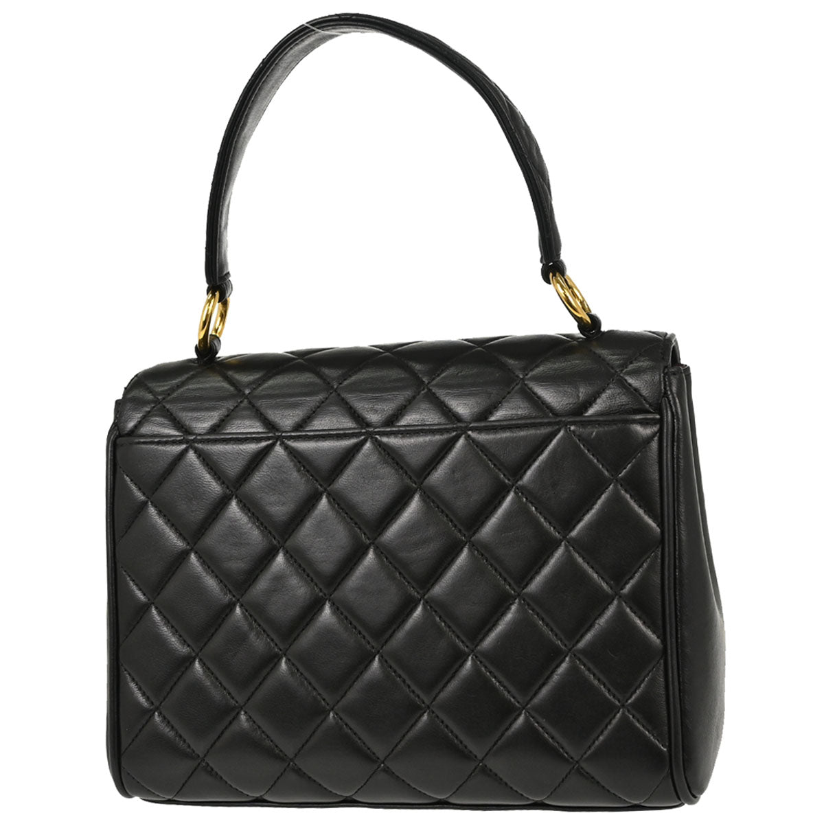 Chanel Black Lambskin Straight Flap Handbag