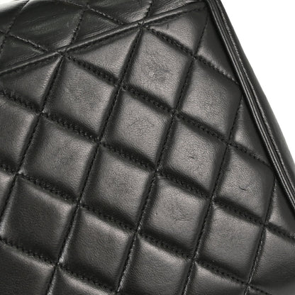 Chanel Black Lambskin Straight Flap Handbag