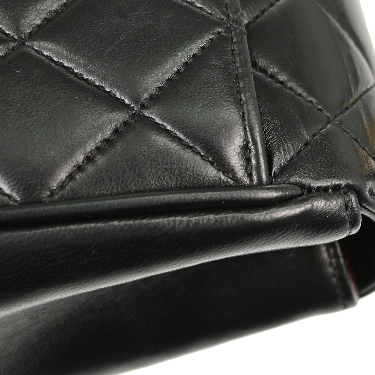 Chanel Black Lambskin Straight Flap Handbag