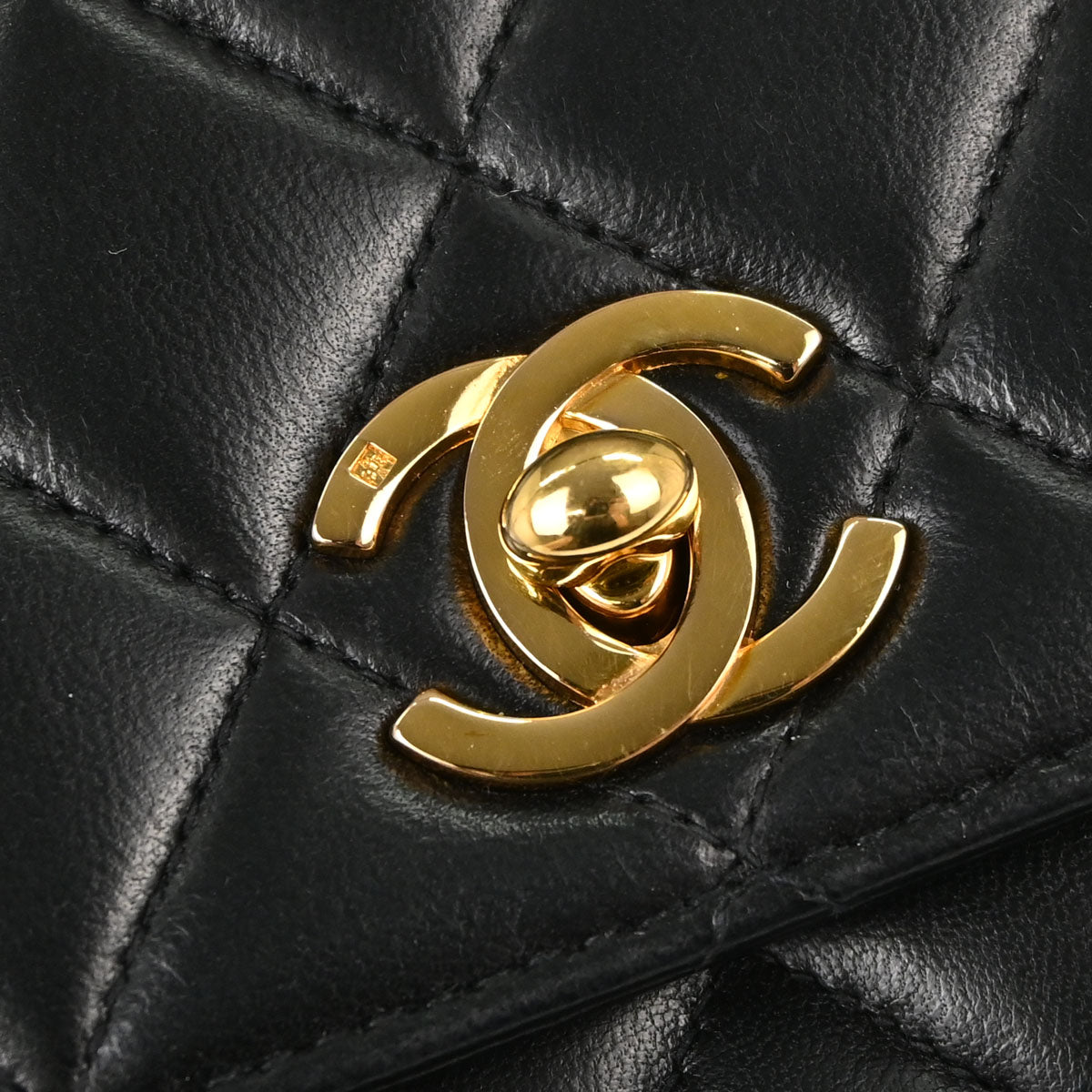 Chanel Black Lambskin Straight Flap Handbag