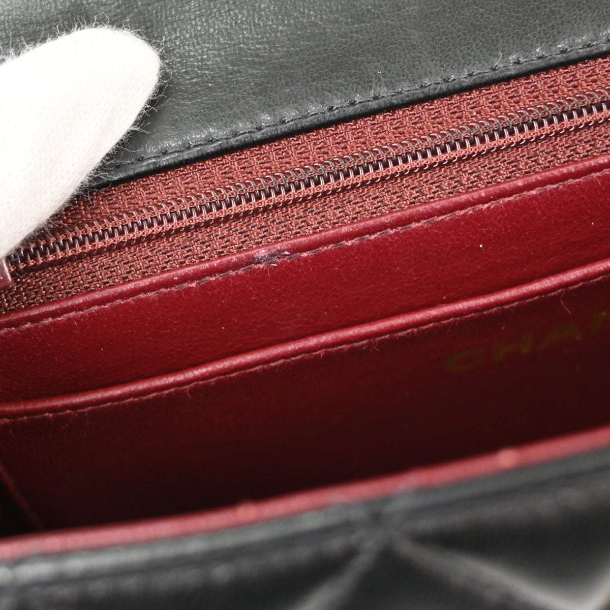 Chanel Black Lambskin Straight Flap Handbag