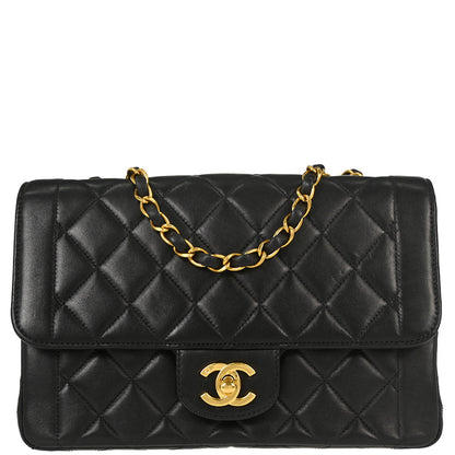 Chanel Black Lambskin Single Flap Shoulder Bag