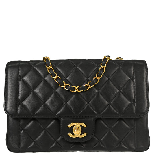 Chanel Black Lambskin Single Flap Shoulder Bag