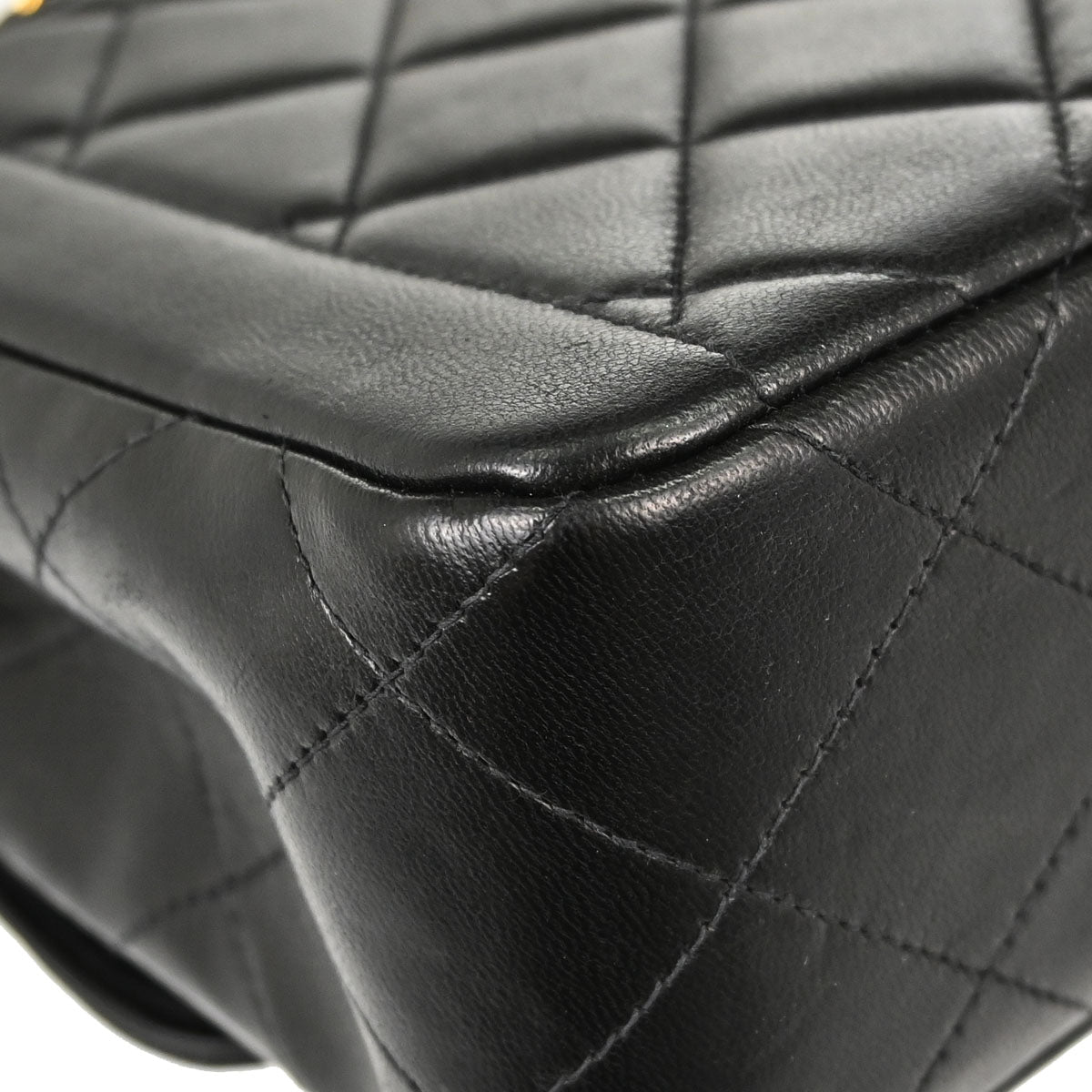 Chanel Black Lambskin Single Flap Shoulder Bag