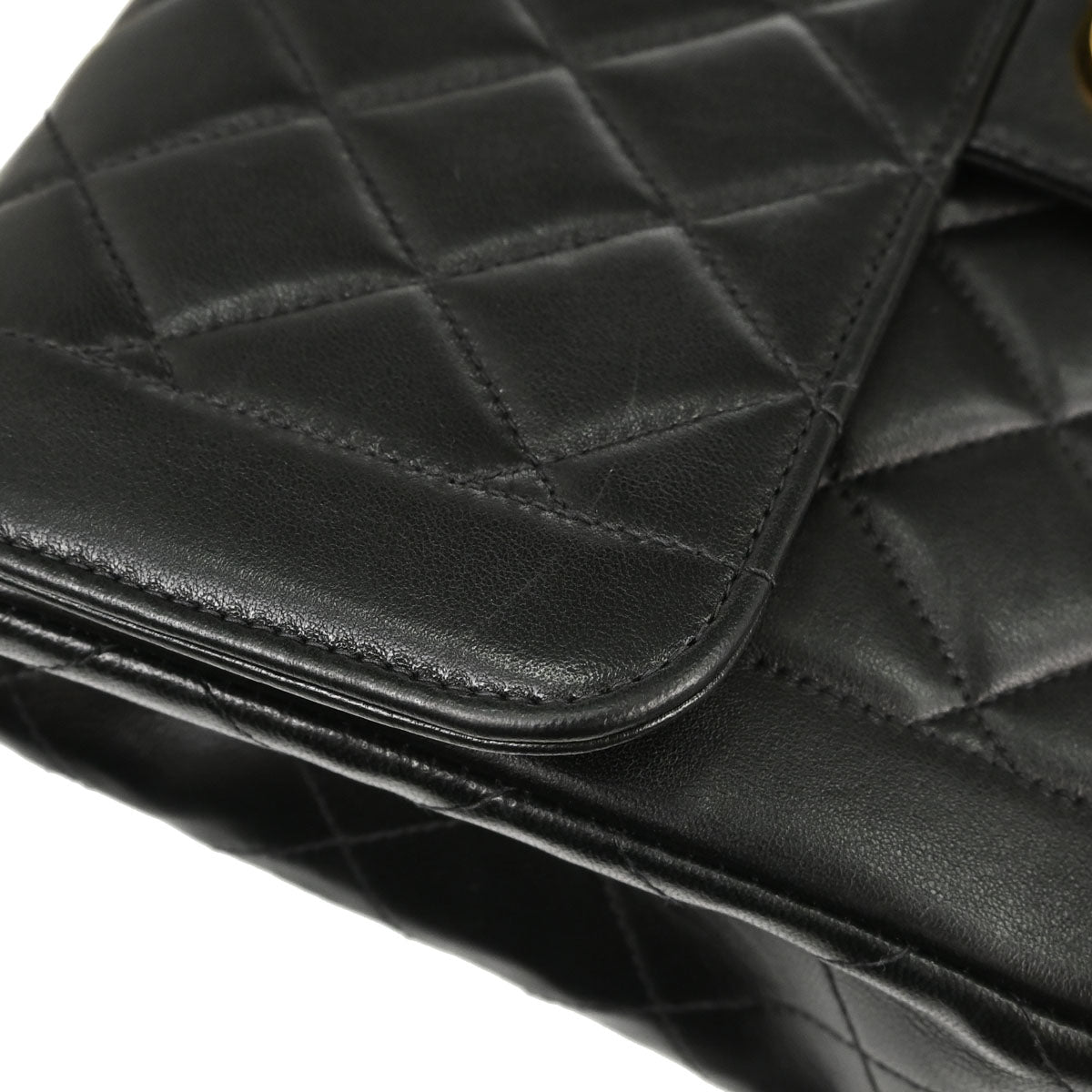 Chanel Black Lambskin Single Flap Shoulder Bag