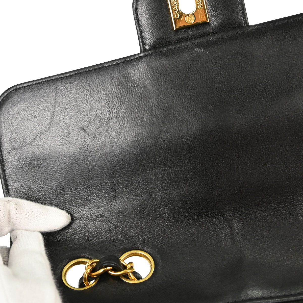 Chanel Black Lambskin Single Flap Shoulder Bag