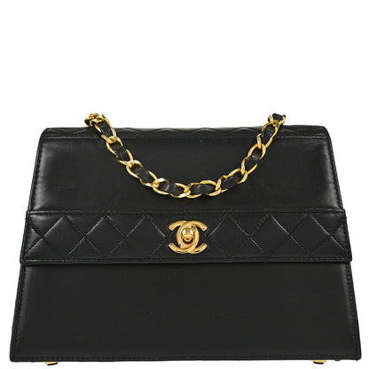 Chanel Black Lambskin Straight Flap Shoulder Bag