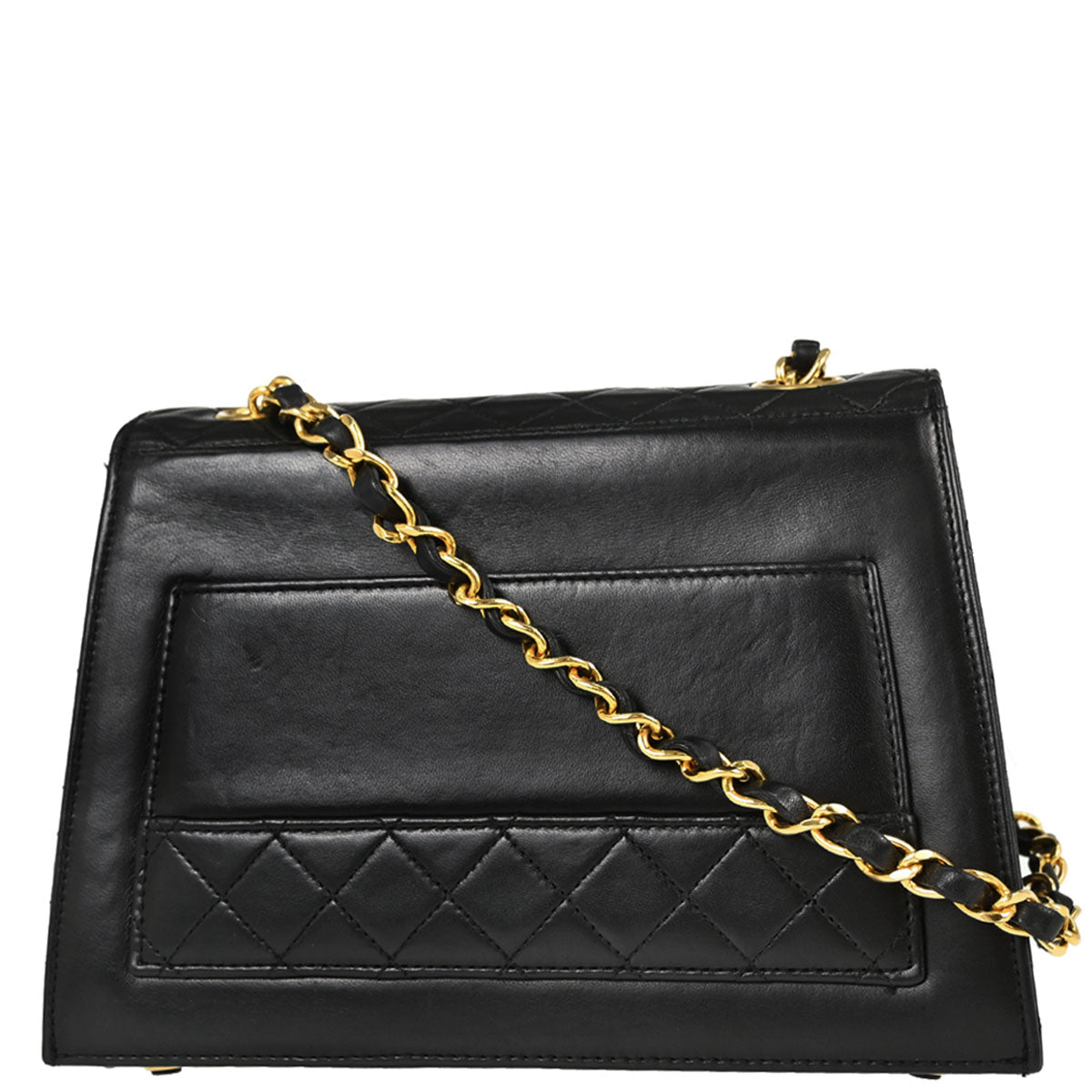 Chanel Black Lambskin Straight Flap Shoulder Bag