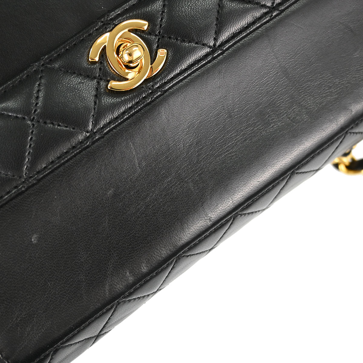 Chanel Black Lambskin Straight Flap Shoulder Bag