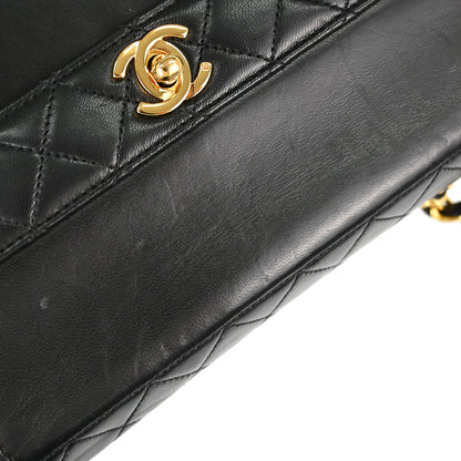 Chanel Black Lambskin Straight Flap Shoulder Bag