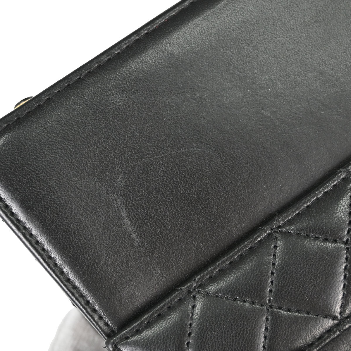 Chanel Black Lambskin Straight Flap Shoulder Bag