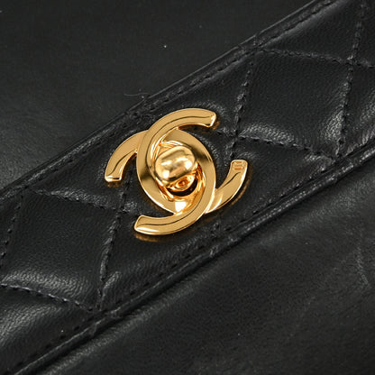Chanel Black Lambskin Straight Flap Shoulder Bag
