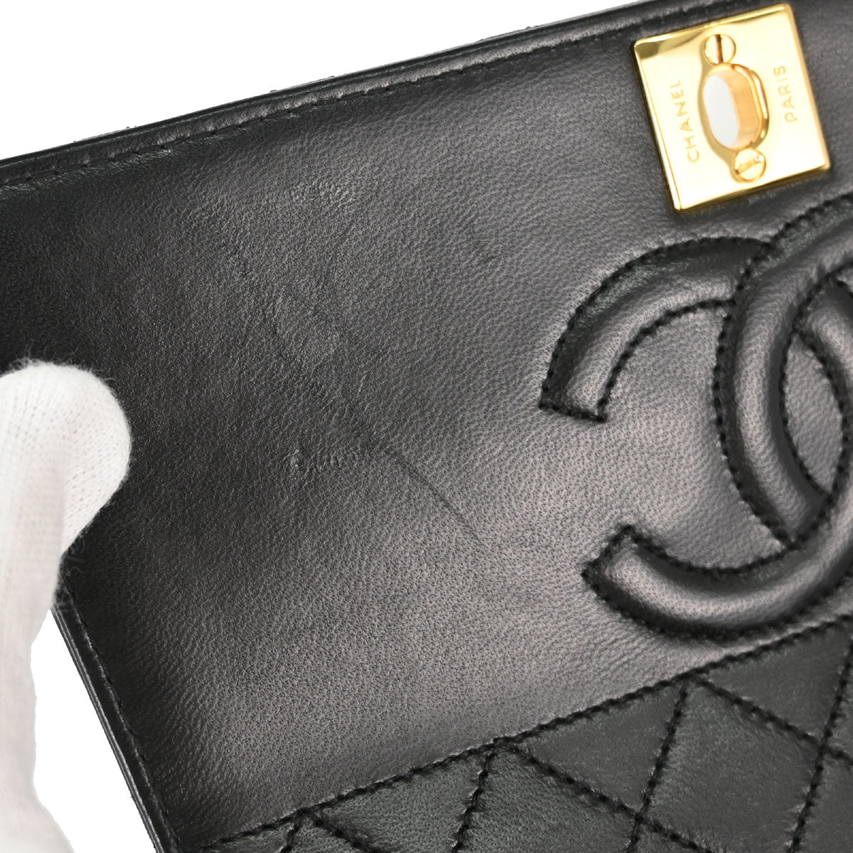 Chanel Black Lambskin Straight Flap Shoulder Bag