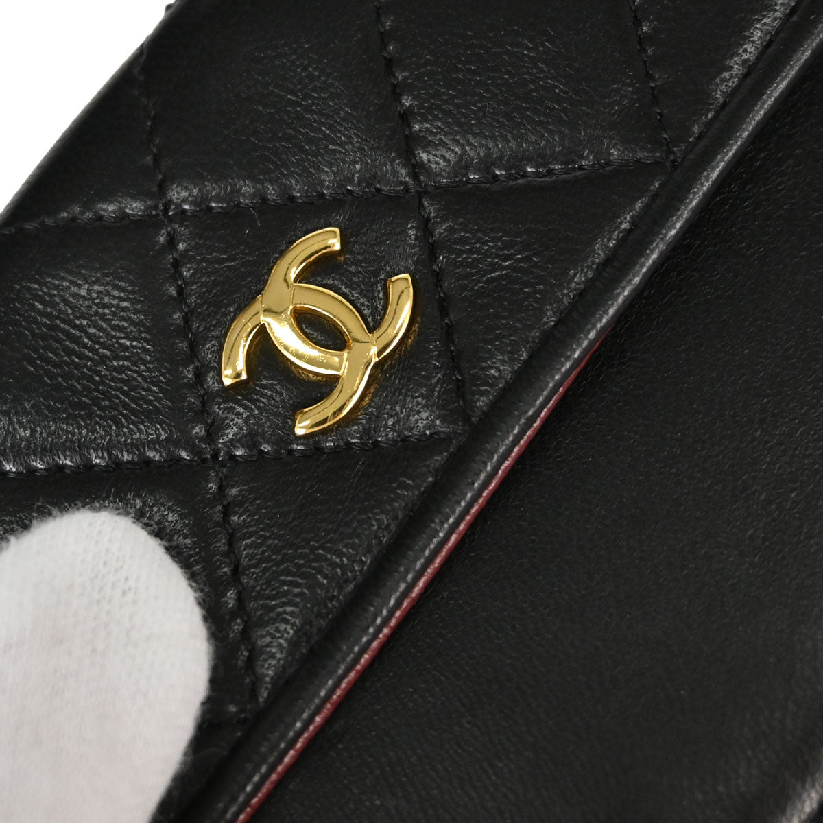 Chanel Black Lambskin Straight Flap Shoulder Bag