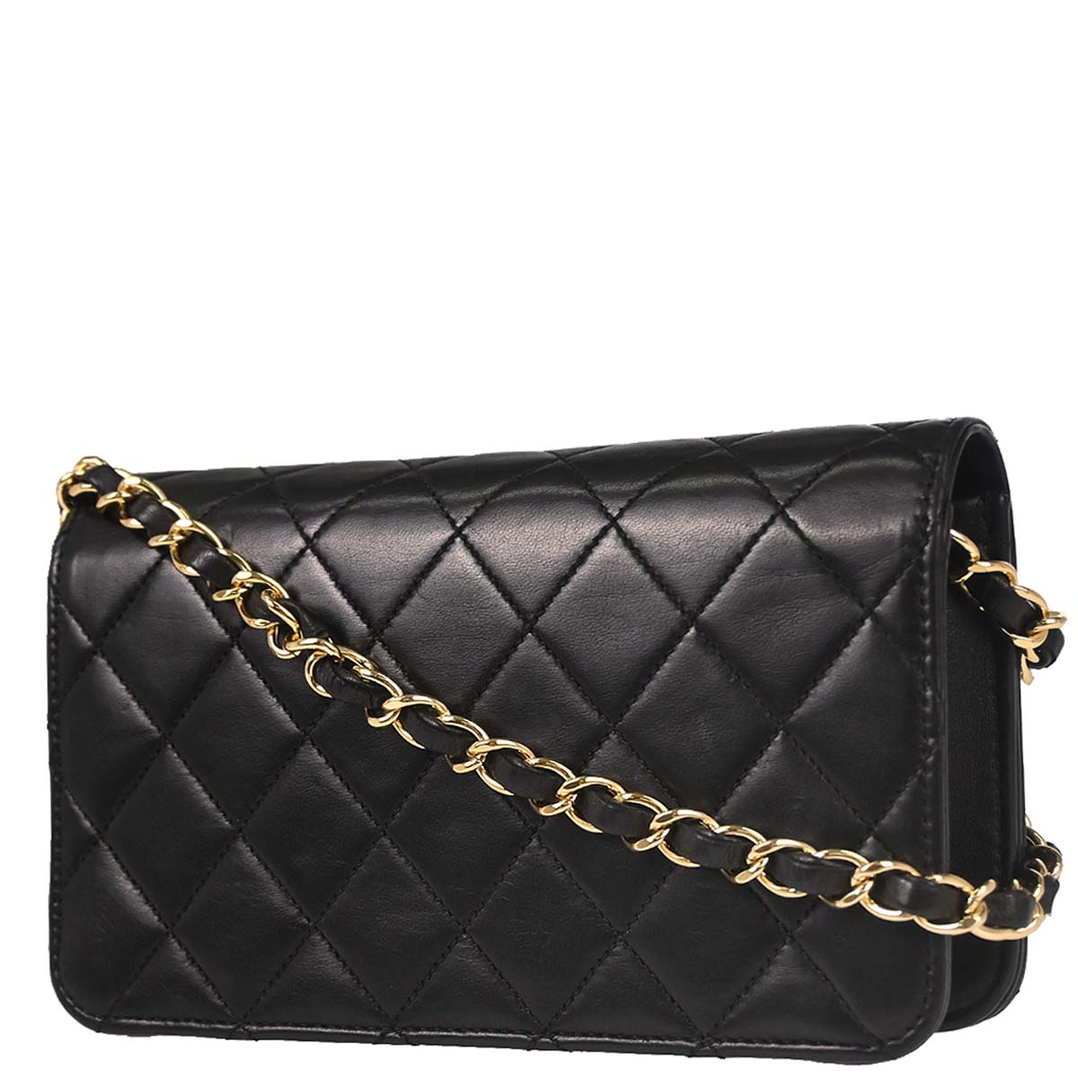 Chanel Black Lambskin Turnlock Mini Full Flap Shoulder Bag