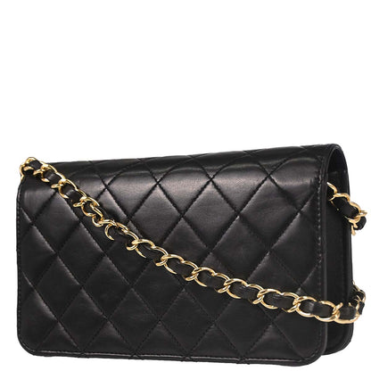 Chanel Black Lambskin Turnlock Mini Full Flap Shoulder Bag