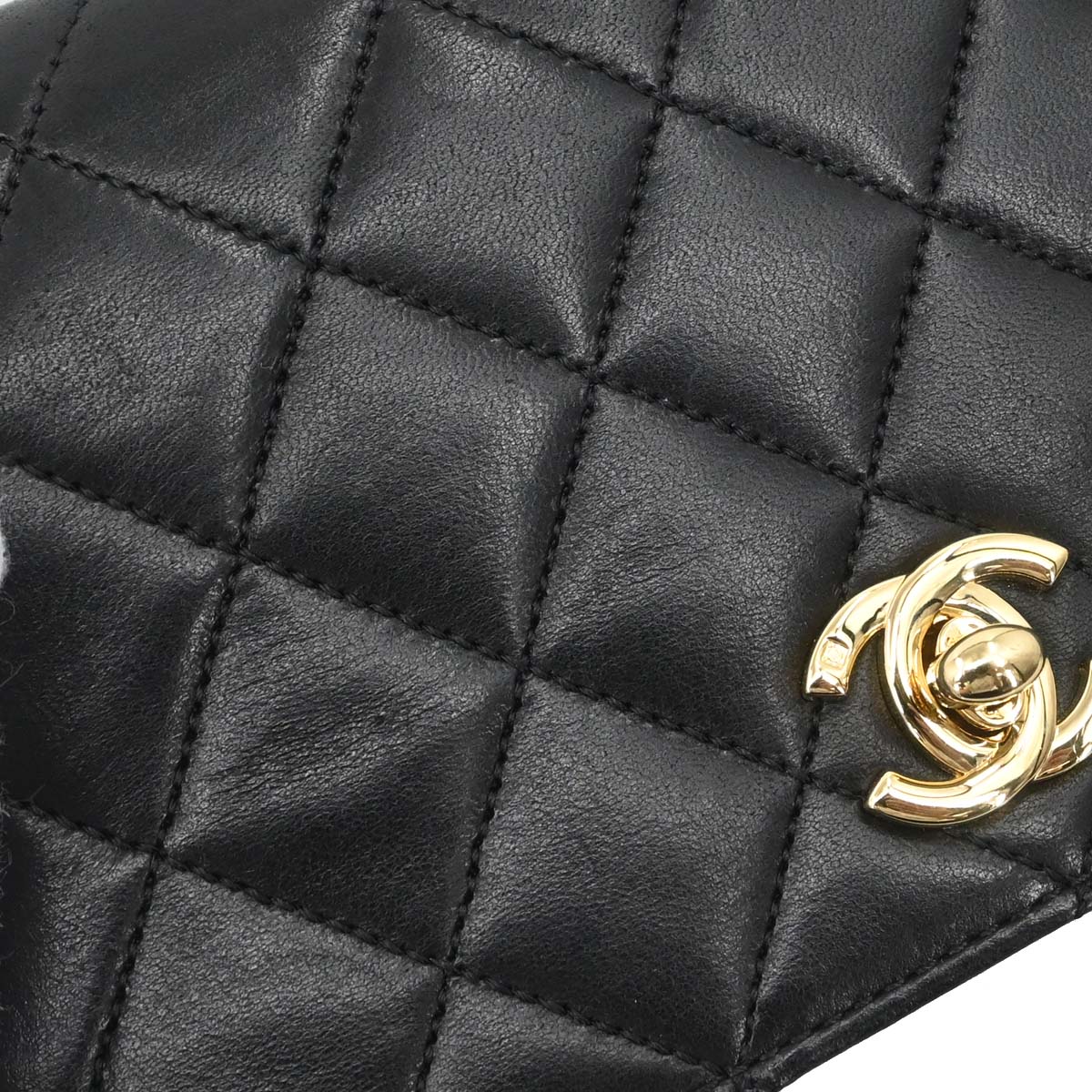 Chanel Black Lambskin Turnlock Mini Full Flap Shoulder Bag