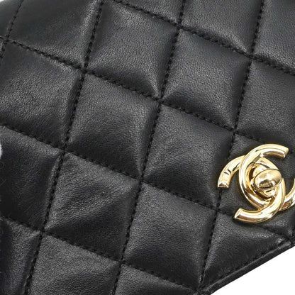 Chanel Black Lambskin Turnlock Mini Full Flap Shoulder Bag