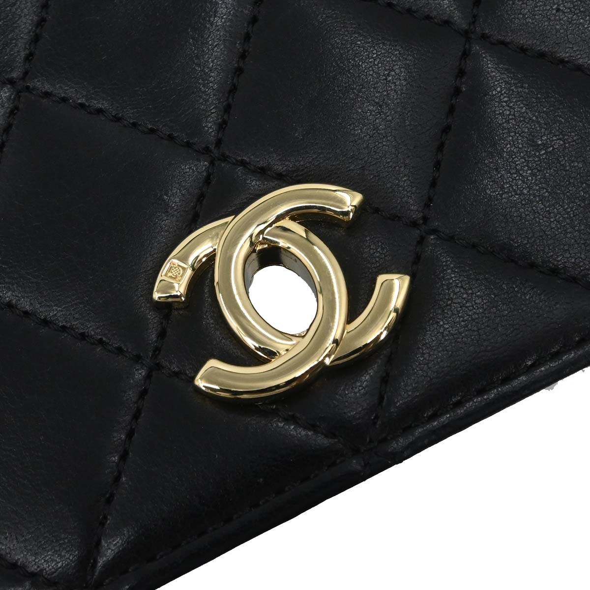 Chanel Black Lambskin Turnlock Mini Full Flap Shoulder Bag