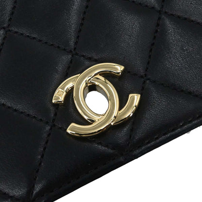 Chanel Black Lambskin Turnlock Mini Full Flap Shoulder Bag